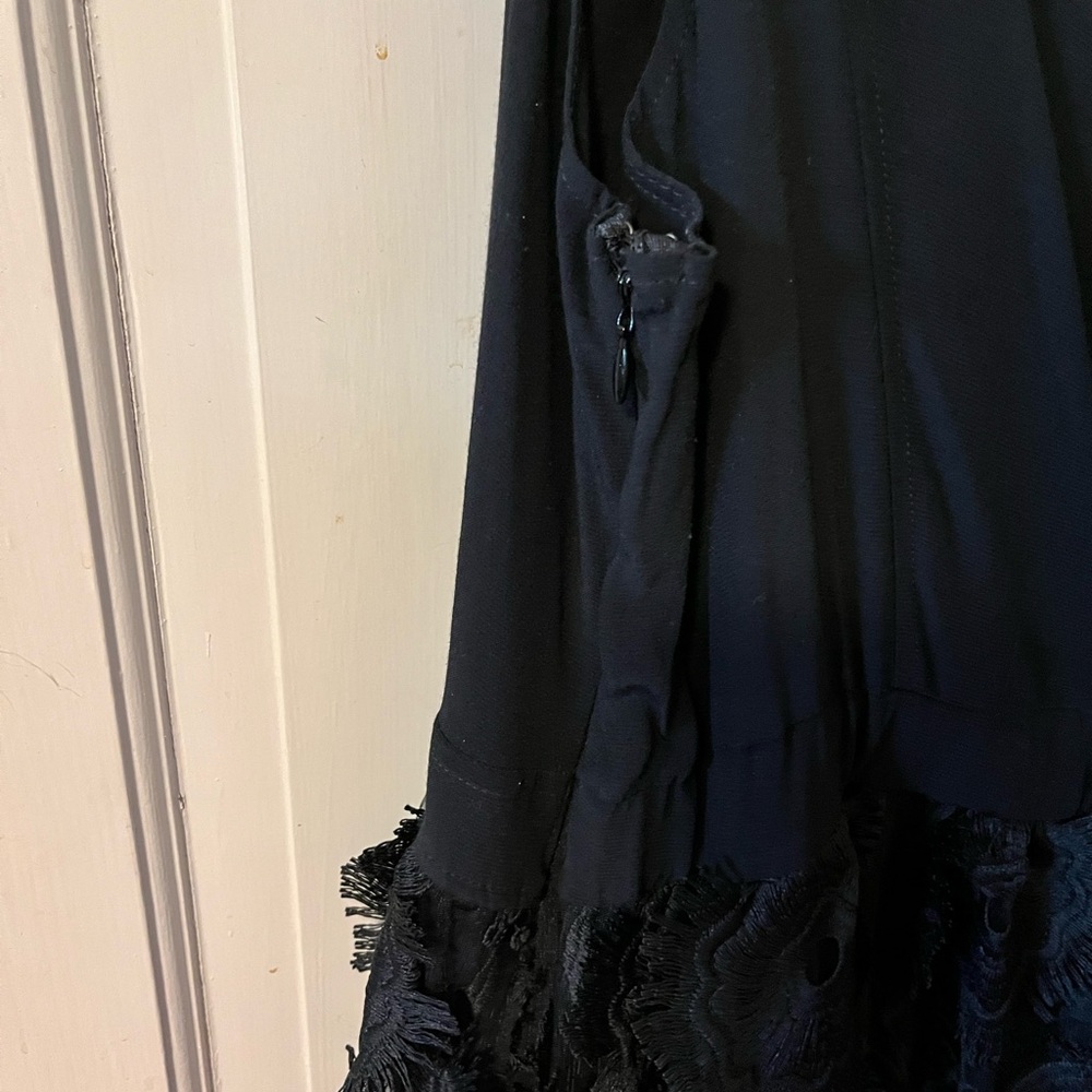 NWT Anthropologie black midi party dress w/ tulle overlay skirt with 3D rosettes - Picture 5 of 8